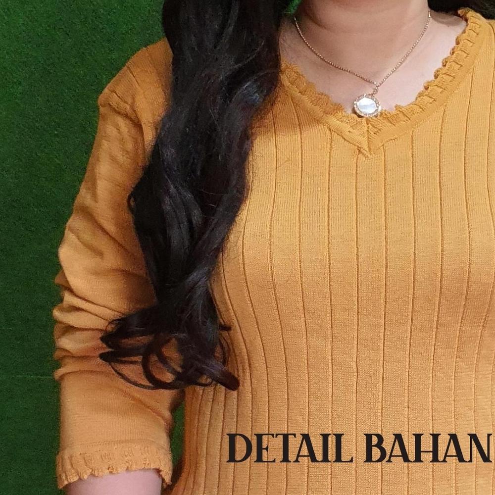 Sweater Jumbo Big Size Rajut Polos Lengan Panjang Wanita Bajubunda