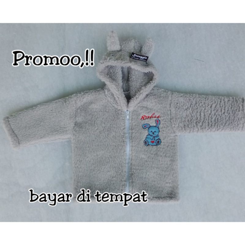Jaket bayi lembut tebal bulu-Lembut tebal abu