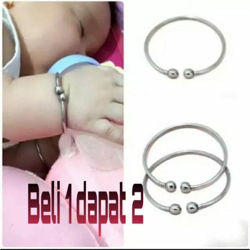 gelang bayi monel baja putih anti karat selamanya beli satu dapat 2