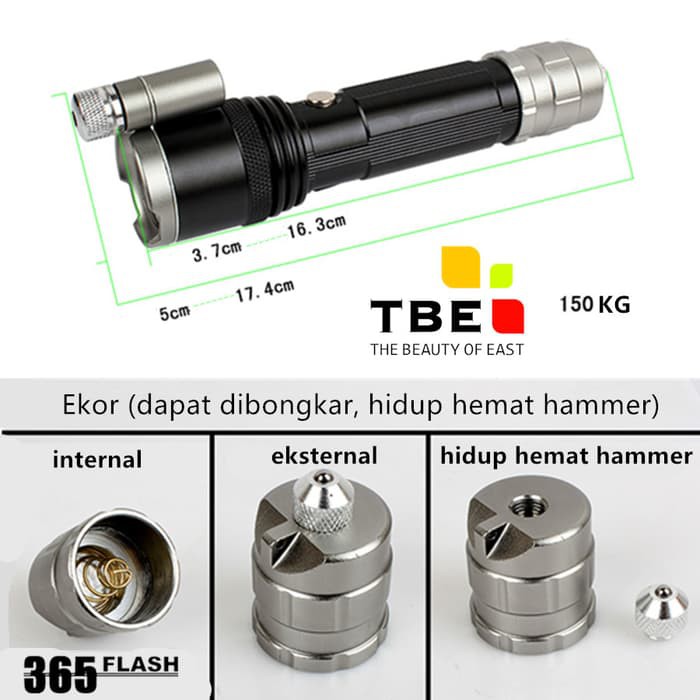 Grosir Senter Police DH 101 with Laser Senter Serbaguna Senter 365Flash TBE Keren