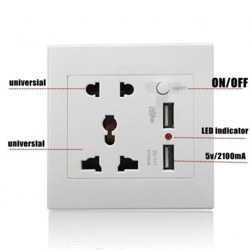 Face Plate Universal Socket with USB 2 ports Wall Plate