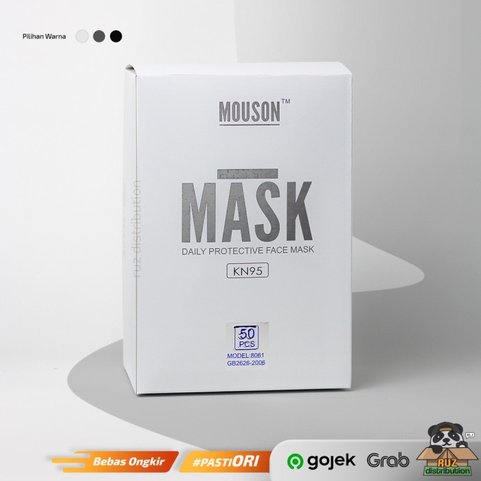 ✨COD✨ MOUSON KN95 - Masker KN95 Premium Mask 5PLY - BOX Isi 50pcs - Putih