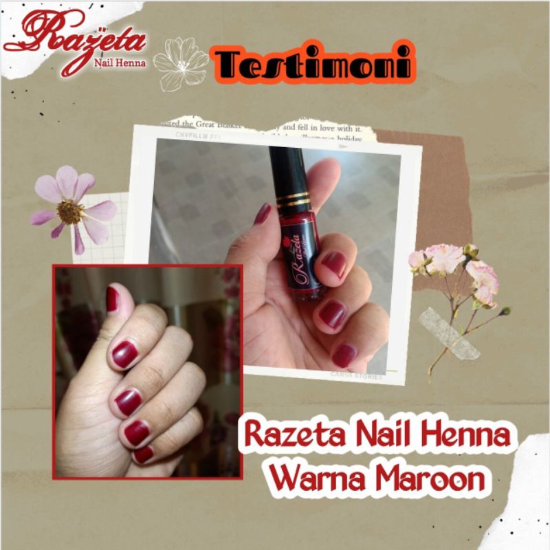 (MASTER STOKIS) PROMO RAZETA NAIL HENNA- HALAL - AWET 3 bulan - No luntur luntur