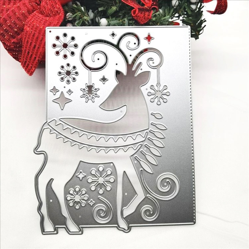 Cetakan Stensil Cutting Dies Motif Rusa Natal Bahan Metal Untuk Scrapbook / Craft DIY / Embossing