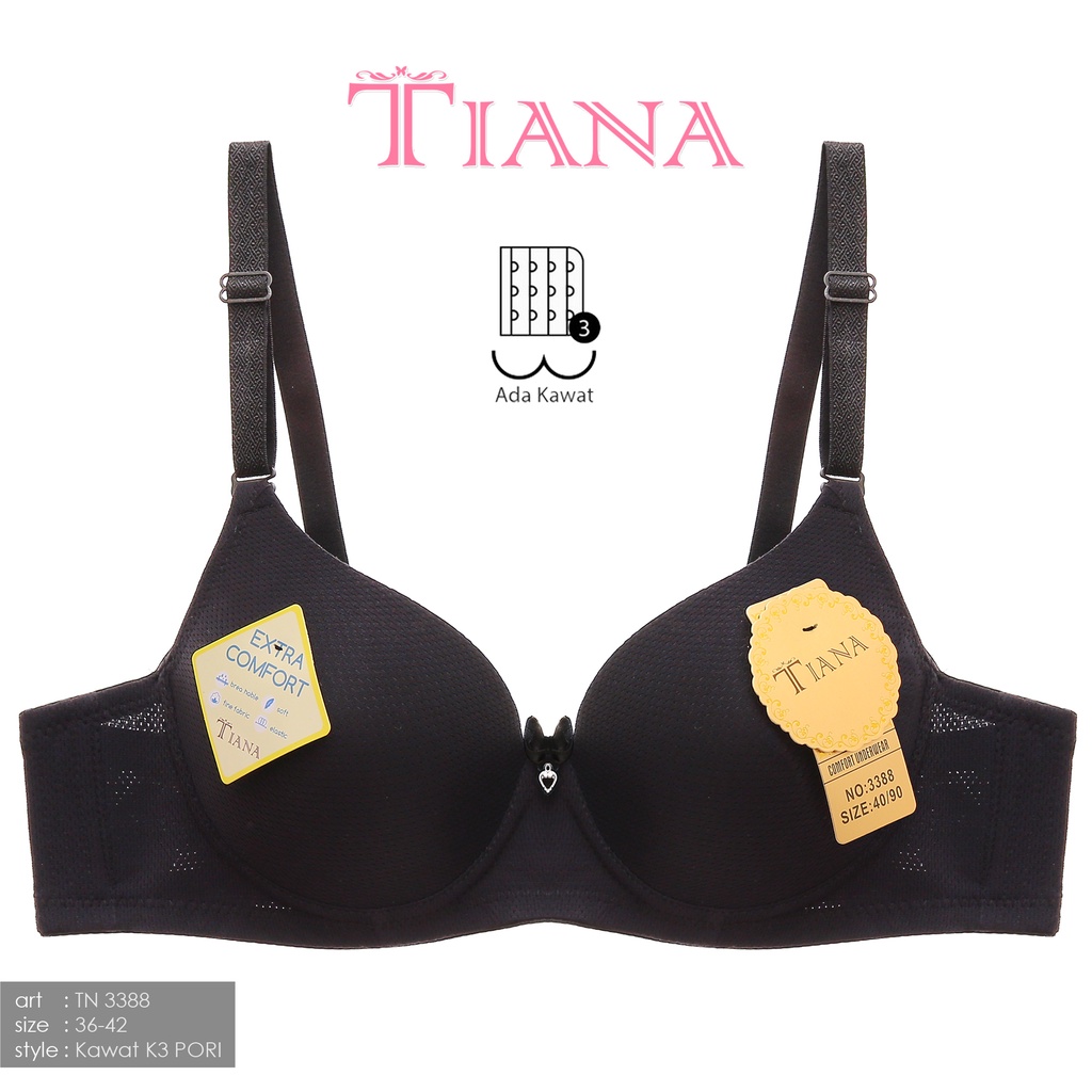 TIANA | Push Up Bra Kawat Berpori (BREATHABLE) Kait 3 / CUP BESAR / art TN 3388