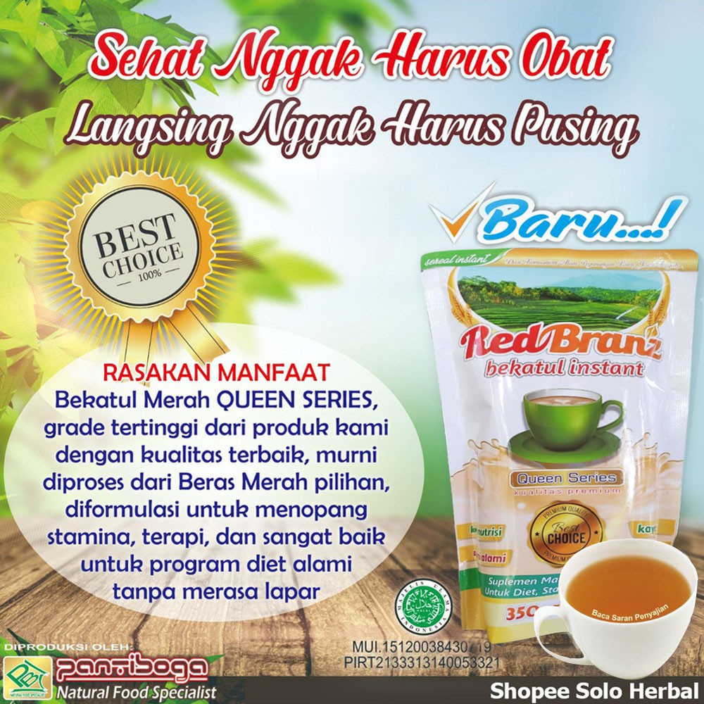 

Bekatul Beras Merah Red Branz Queen Series High Quality 350gr