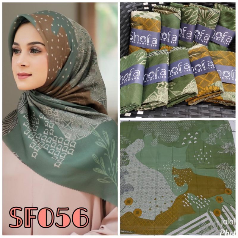 HIJAB VOAL PREMIUM STYLE JILBAB KERUDUNG MOTIF 56 hijau