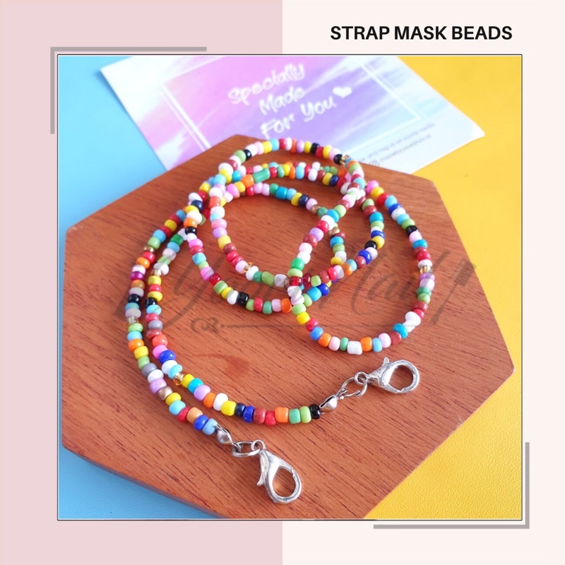 Strap masker beads strap mask manik custom nama tali rantai pengait masker