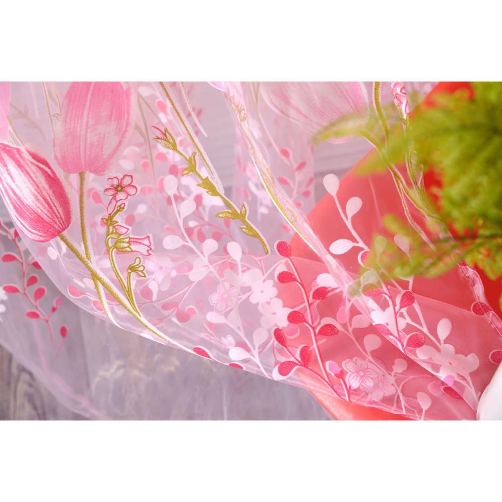 GORDEN MOTIF BUNGA TULIP TRANSPARAN TIRAI KAIN PUAL PEMISAH RUANG GORDEN JENDELA GORDEN PINTU -