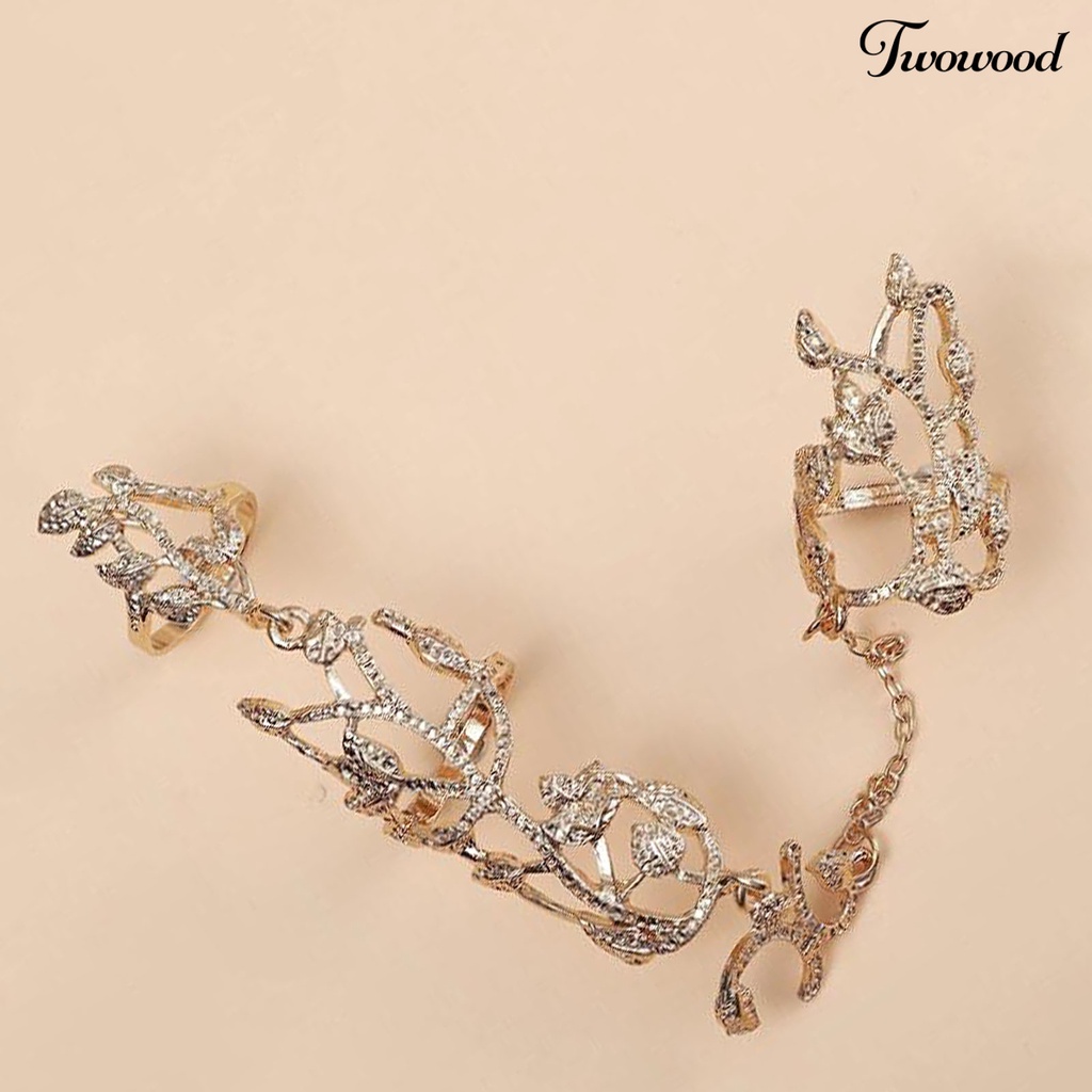 Cincin Rantai Berlian Imitasi Anti Alergi Oksidasi Desain Bunga Gaya Retro Untuk Hadiah