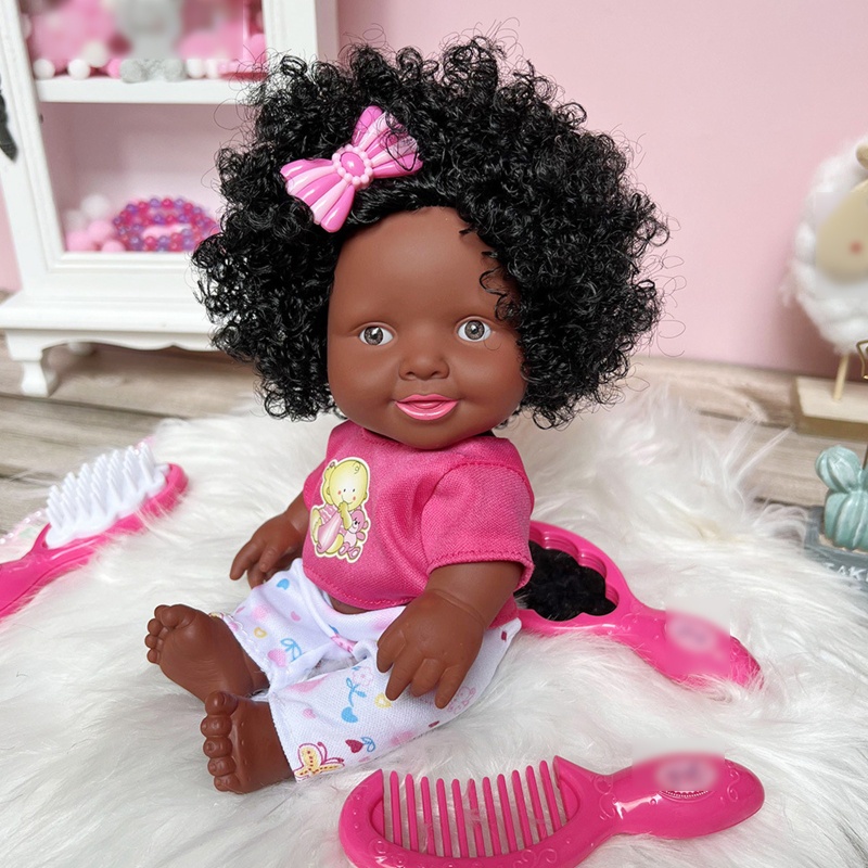 Mary African Black Untuk Boneka Realistis Bayi Dress up Untuk Boneka Tidur Vinyl Aksesoris