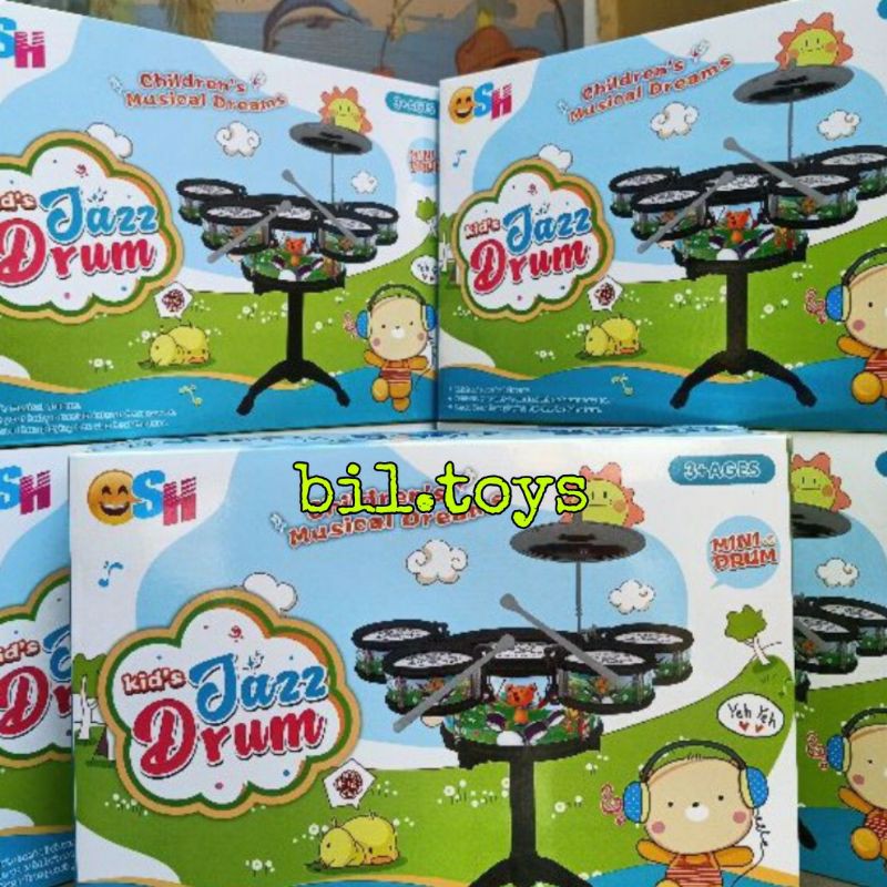 MAINAN ANAK LAKI LAKI JAZZ DRUM MAINAN ANAK DRUM SET LENGKAP 6PCS IN 1 MAINAN DRUM PUKUL