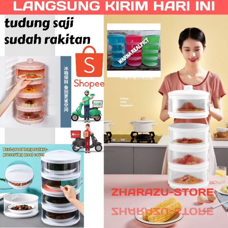 Tudung Saji 4 Susun Warna Tingkat Layer Rak Lauk Makanan Anti Debu Zarazu