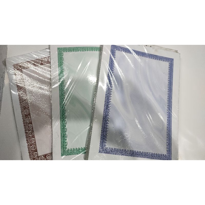 

(OBRAL)( 100 LBR ) Kertas Piagam A4 / Setifikat / Bingkai Motif / BC / Manila