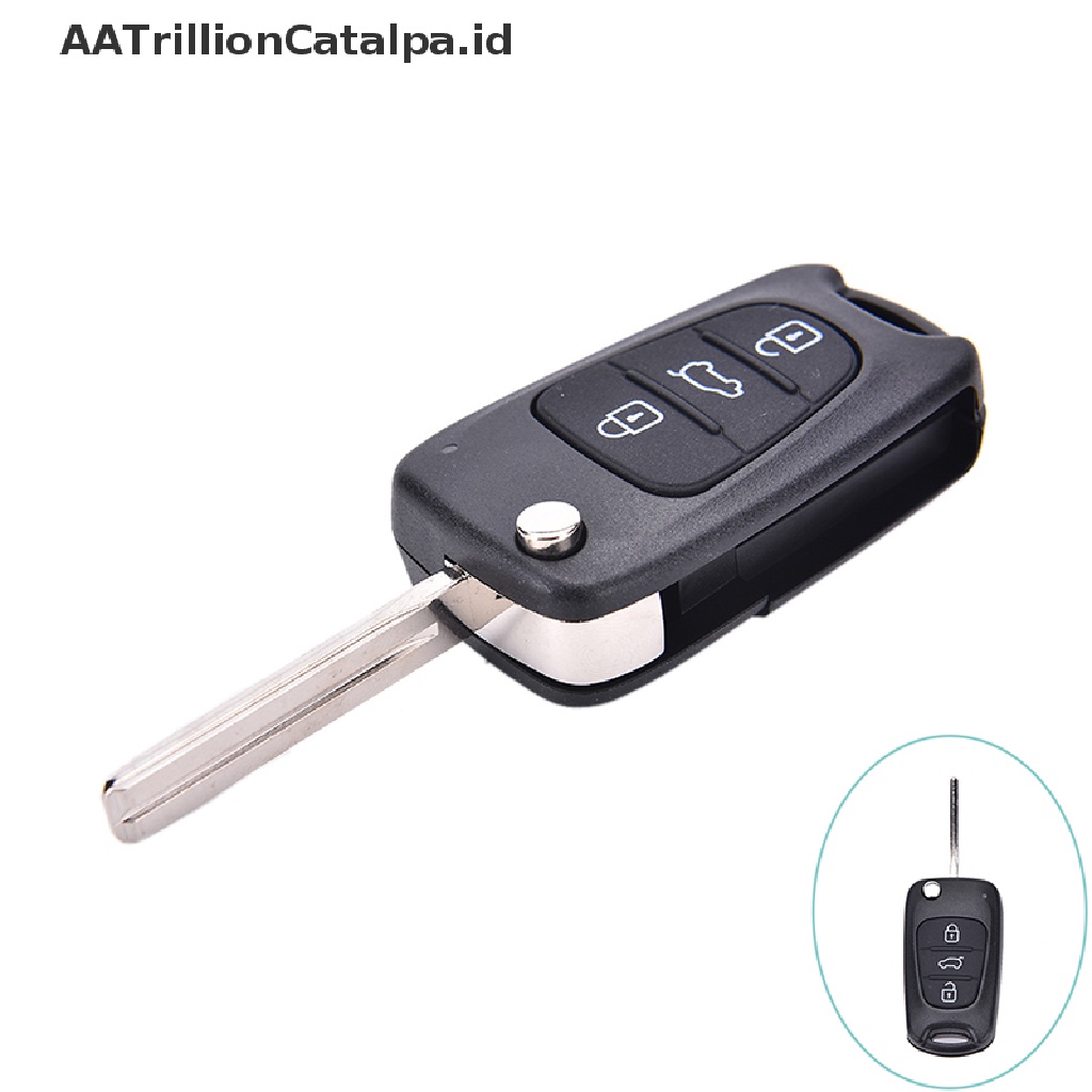 Aatrillioncatalpa Rumah / Casing Kunci Remote Lipat 3 Tombol Plastik Warna Hitam Untuk Hyundai I20 I30 IX35 I35