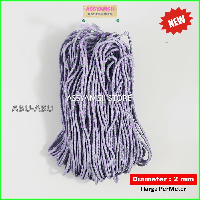 Tali Prusik Kecil Paracord Motif Terbaru Murah Gelang Strap Masker Kalung Tenda Aksesoris Tas Dompet-ABU-ABU