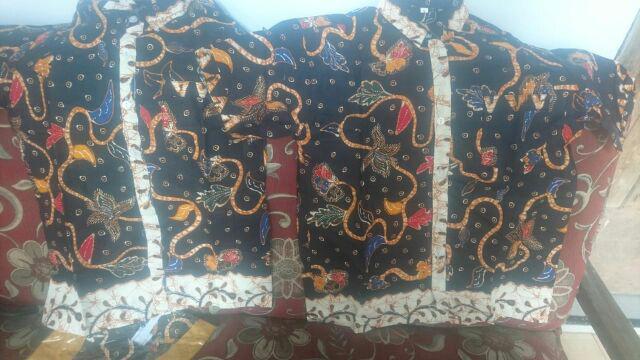 Qnunbatik Sarimbit Couple Terusan/dress/hem Kemeja Batik Anak Daun Jaya