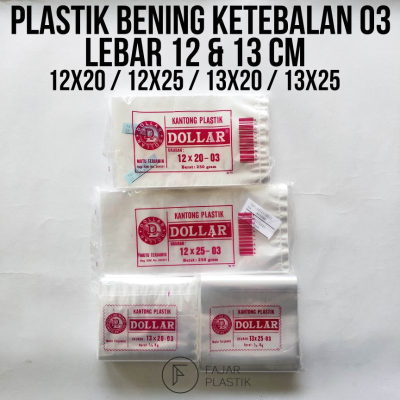 Plastik Bening/Plastik Pp/Plastik Keripik/Plastik Kerupuk/Plastik Snack Merk Dollar Ukuran 12x20 12x