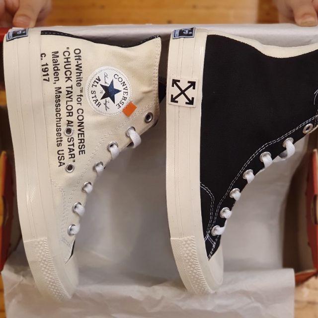 OBRAL SEPATU SNEAKERS 70S X OFF WHITE GLOSSY HIGH BLACK WHITE 38-43-HITAM PUTIH