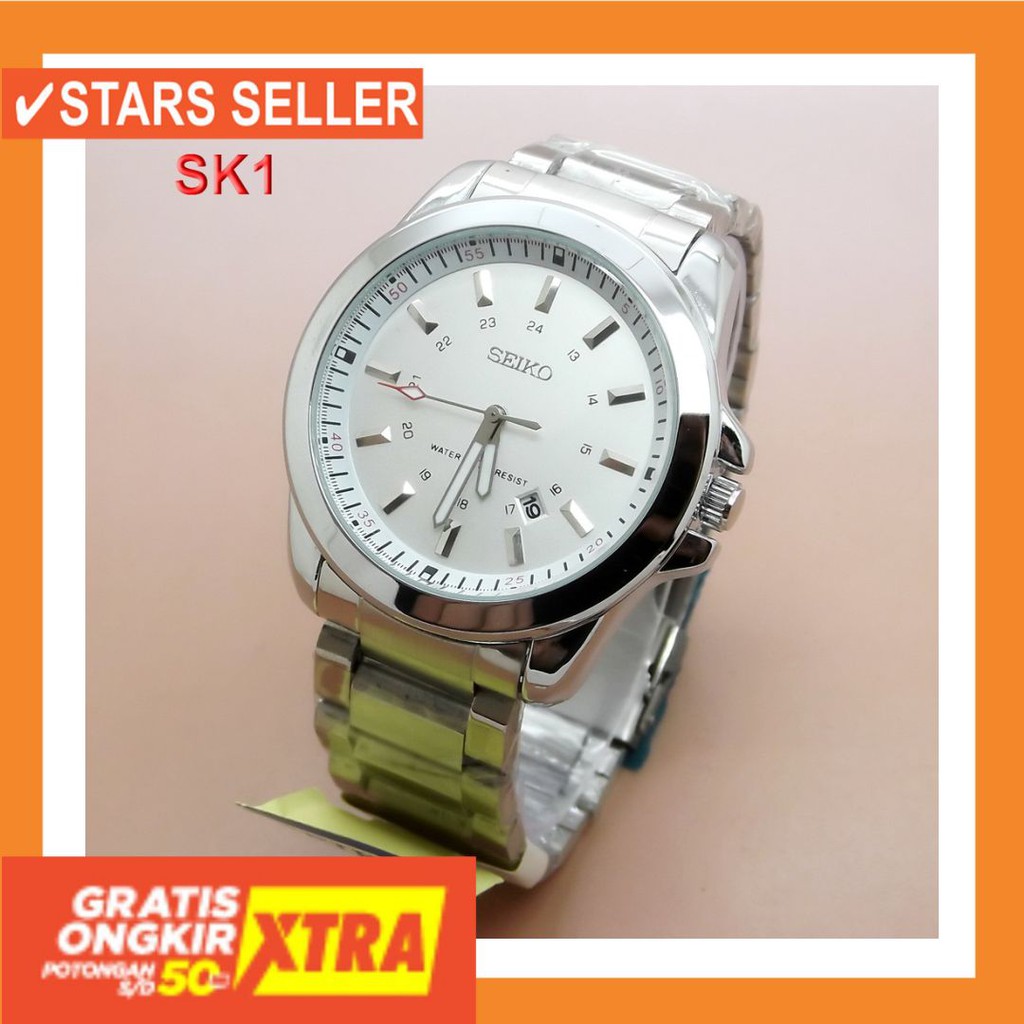 JAM COWOK MASA KINI MURAH TERBARU GSHOK HITAM / Jam Tangan Pria Seiko 5 Rantai Silver