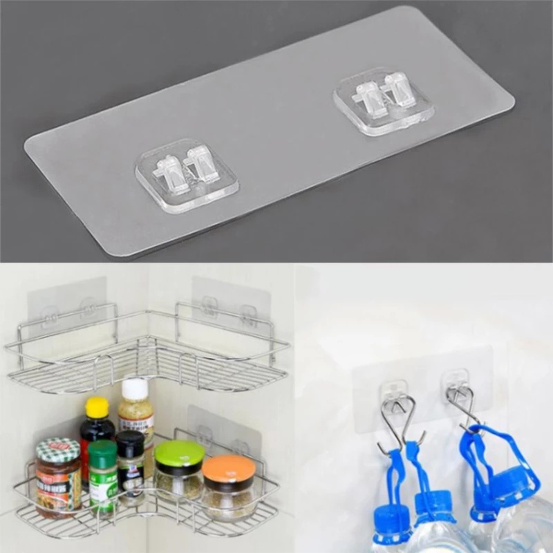 Double-sided Adhesive Wall Hooks for Hanging Racks / Seamless Under Wire Shelf Rack  Hanger Holder Storage Hooks