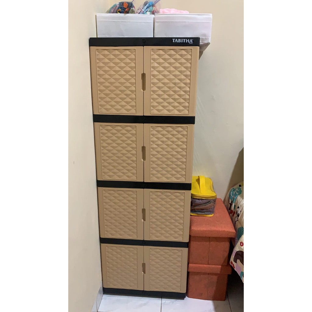 LEMARI EXEL PLASTIK 4 SUSUN 4 TABITHA WARNA CREAM LEMARI PLASTIK SERBAGUNA