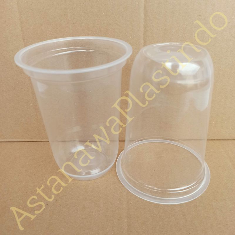 Gelas plastik PP boba U Shape cup 16 OZ PP Tebal Nusapack