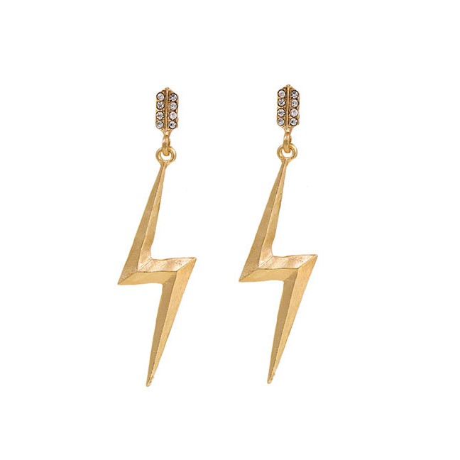 LRC Anting Tusuk Fashion Golden Alloy Stud Lightning Studs D68806