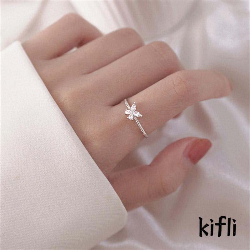 Cincin Model Terbuka,Desain Kupu-Kupu Aksen Berlian,Untuk Wanita