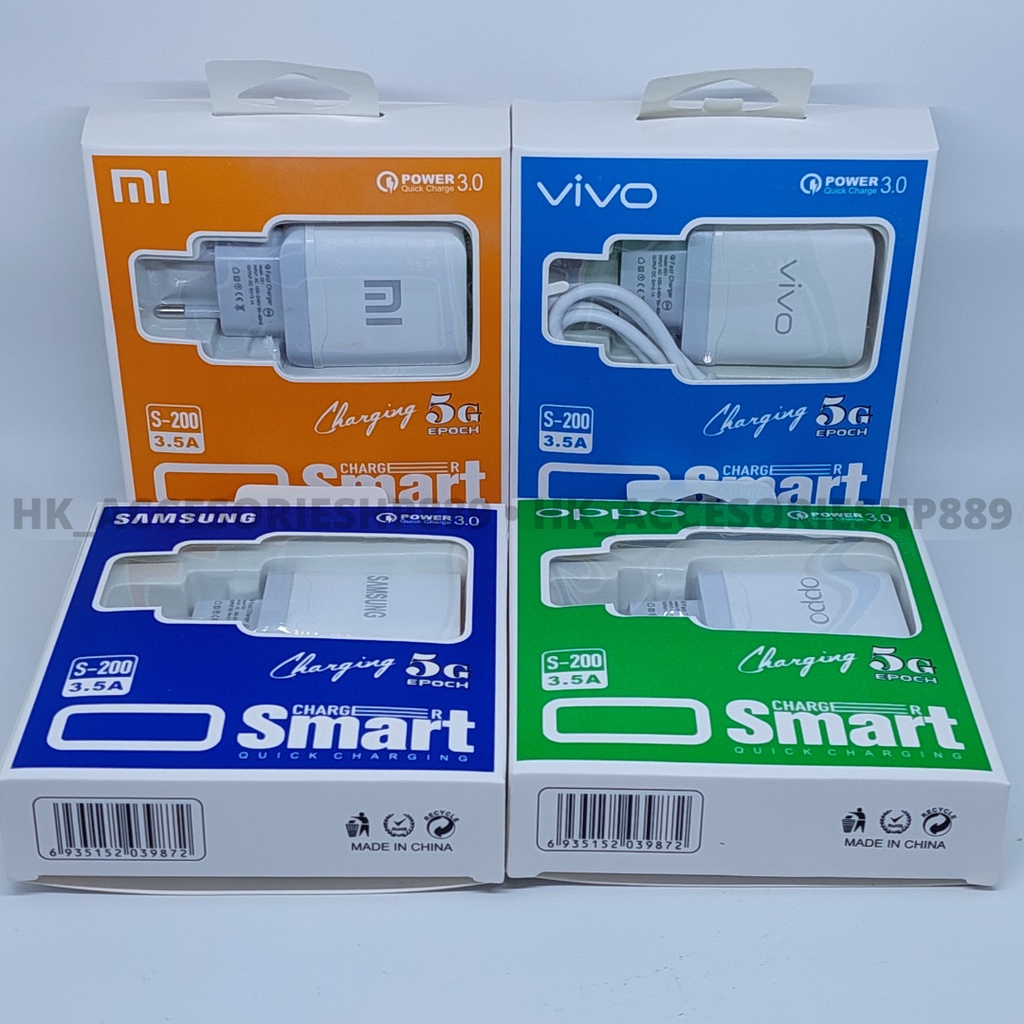 Travel Charger S-200 Vivo Oppo Samsung Xiaomi FAST CHARGING 3.5A