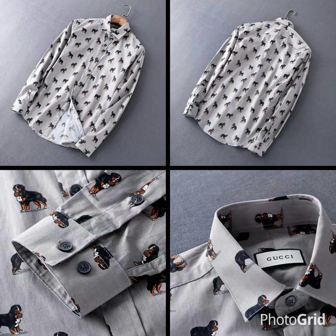 Kerah Panjang Gucci / Kemeja Panjang Gc Mirror 1:1 Quality / Pria .Aruansy.Olshop