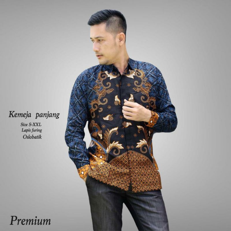 KEMEJA BATIK SOLO PEKSI NAVY ANGGARA BATIK PRIA OSLO