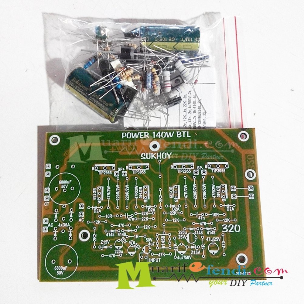PAKET DIY Power Amplifier BTL 140Watt plus Power supply SUKHOY 320