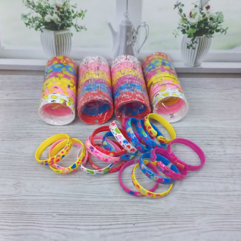 Gelang Anak Isi 12Pcs Gelang Plastik Motif Bagus