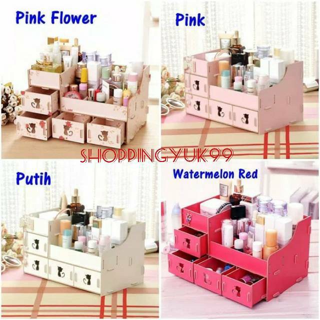 Rak Kosmetik / Laci Desktop Bahan Kayu Cantik dan Bagus Promo Murah Ukuran Besar