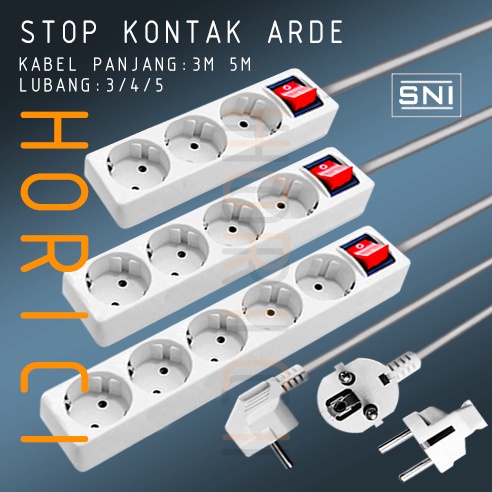 SNI STOP KONTAK 3/4/5LUBANG + KABEL PANJANG 3M &amp; 5M / STOP KONTAK KABEL COLOKAN