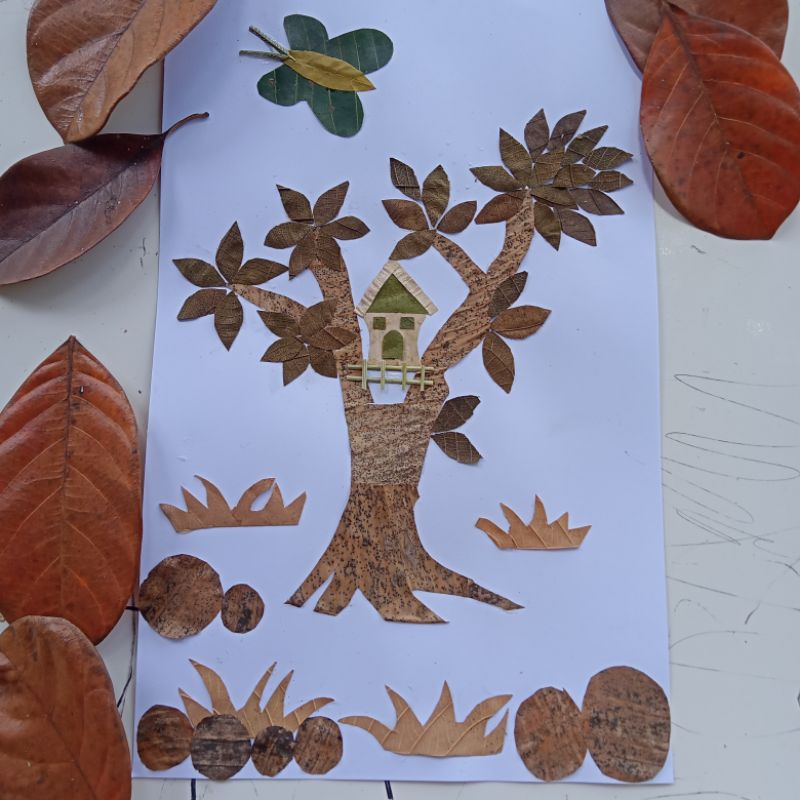 Jual Kolase daun kering kolase hewan mozaik hewan mozaik daun DIY