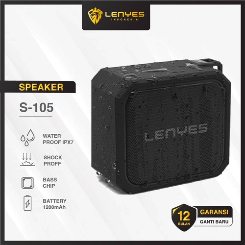 LENYES ORIGINAL S105 TWS Speaker Bluetooth Waterproof Anti Air / Anti Banting 1 Hp Connect 2 Speaker