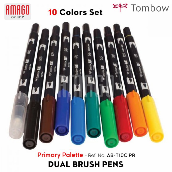 TOMBOW Dual Brush Pens - Primary Palette of 10 colors - AB-T10C PR