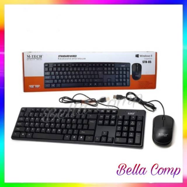 Keyboard+mouse murah bundle standard wired m-tech stk-05 paket