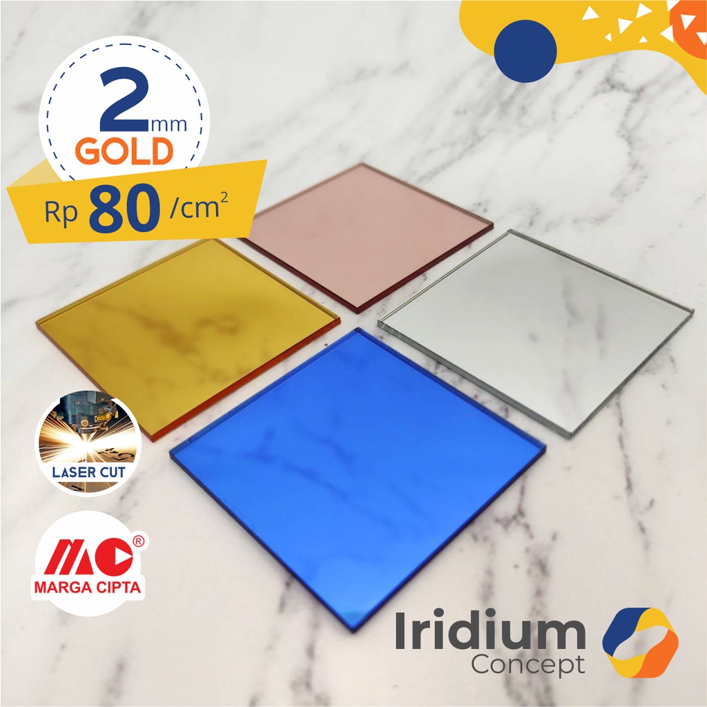Akrilik Lembaran Emas 2mm /Acrylic Sheet Gold 2 mm Custom Laser Mirror
