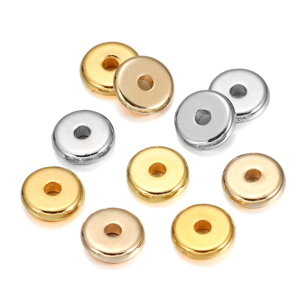 150pcs / Lot Manik-Manik Spacer Plastik Bulat Flat Ccb 2.0mm Warna Silver / Gold Untuk Membuat Perhiasan Handmade Diy