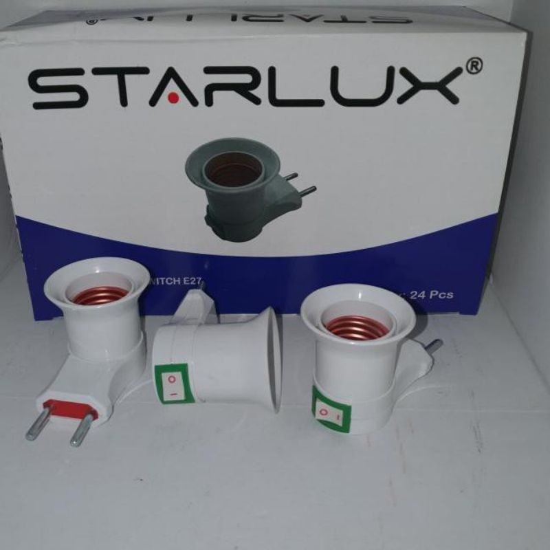 Fitting colok Merk Starlux fitting lampu tidur fitting lampu E27 Dengan Saklar On Off 6511