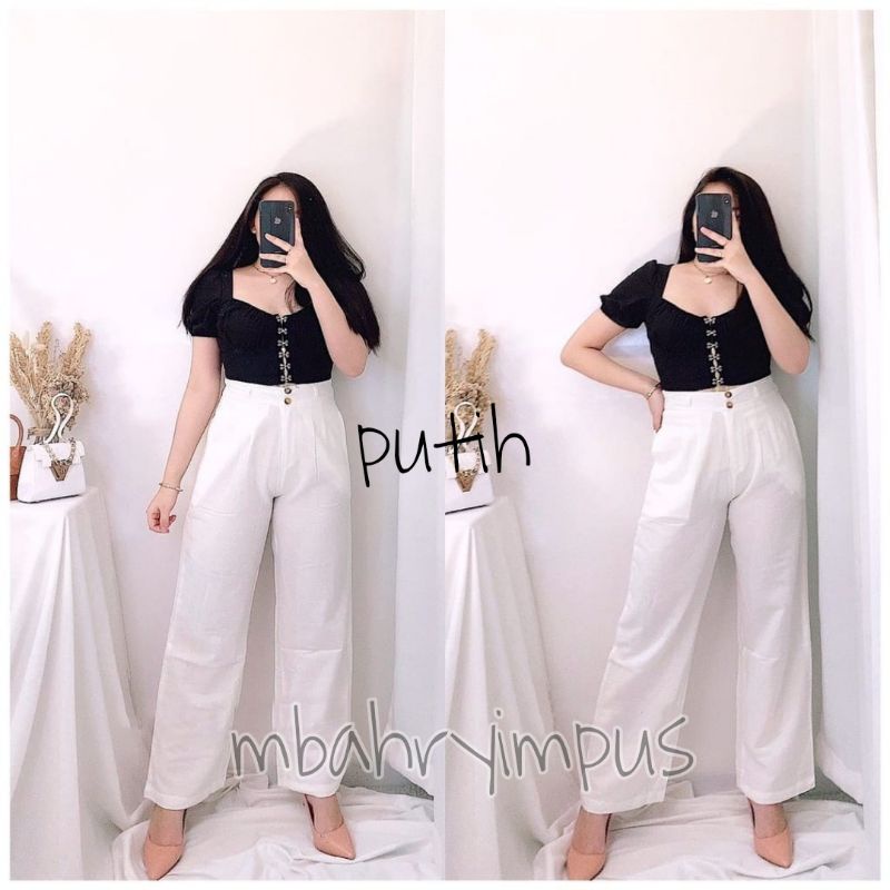 Celana Kulot Wanita Linen Jumbo