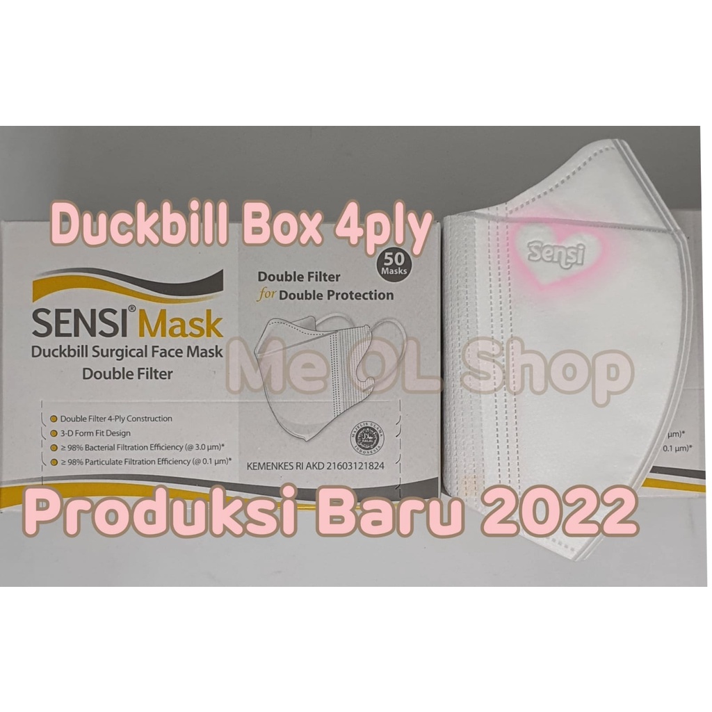 MASKER SENSI DUCKBILL ISI 50 PCS 4PLY ORIGINAL EMBOSS TERBARU