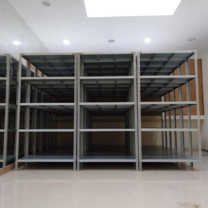 READY MURAH, rak besi siku lubang UK 200x100x40 - Putih .