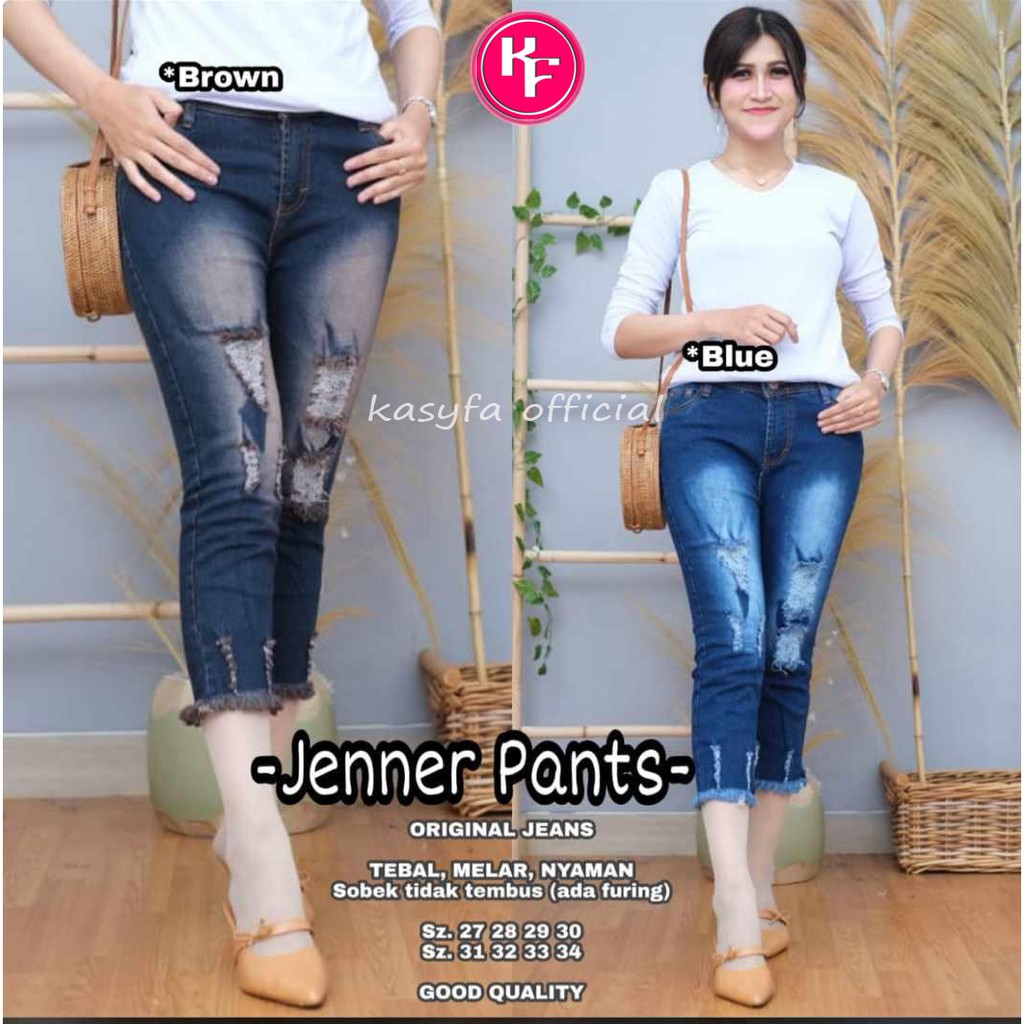 CELANA 7 9 JENNER PANTS RIPPED Shopee Indonesia