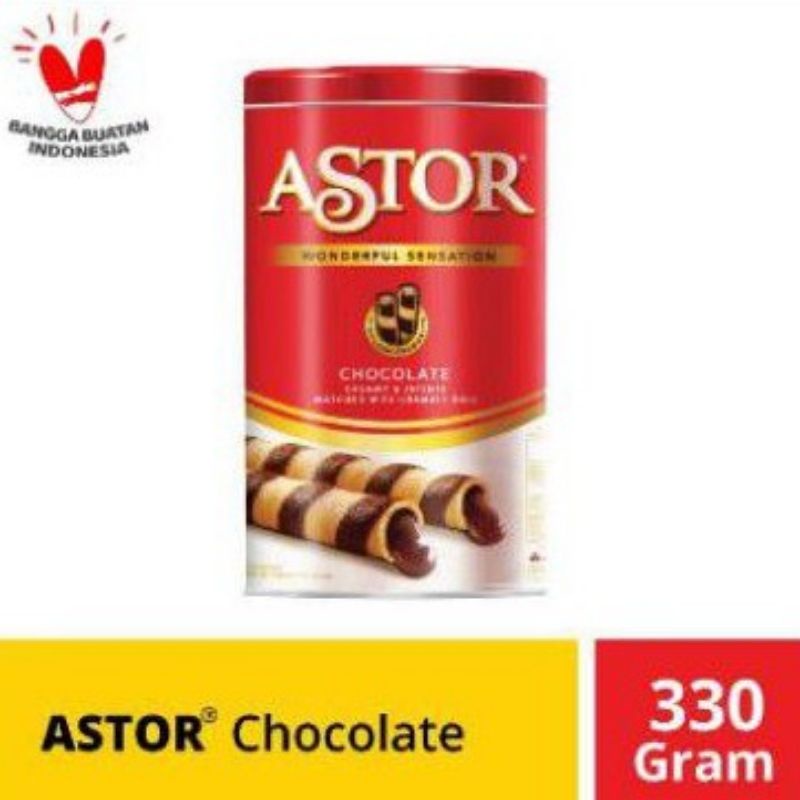 

Astor wafer stix coklat kaleng 330 gram