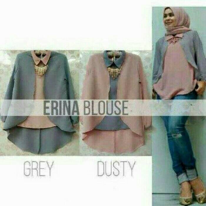 Erina Blouse / baju casual / baju cewek / atasan pink / hijab murah