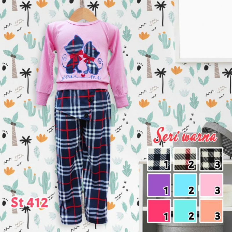 (NEW) TERBARU PP TAROKO BORDIR CELANA KOTAK KOTAK / SETELAN ANAK PEREMPUAN